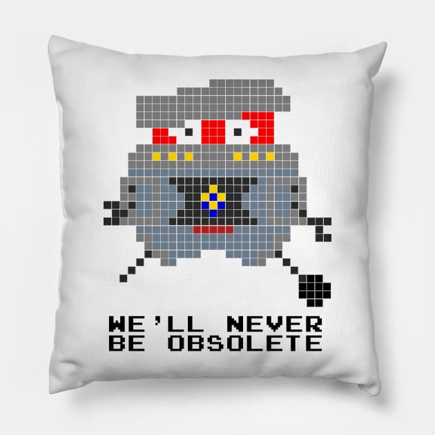 #floatyrobotbuddies: We'll Never Be Obsolete Pillow by thelogbook