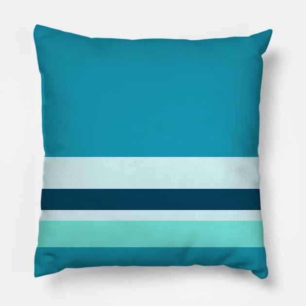 A beautiful amalgam of Ice, Tiffany Blue, Blue-Green and Midnight Green (Eagle Green) stripes. Pillow by Sociable Stripes