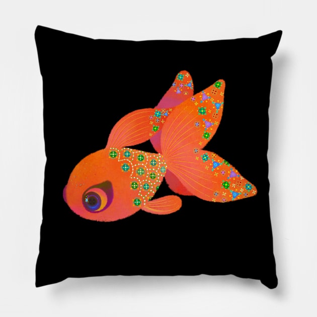 Golden meeting - goldfish Pillow by pikaole