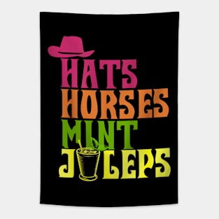 Hats, horses, mint and julpes Tapestry