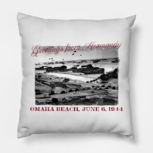 Greetings from Normandy - Omaha Beach Pillow