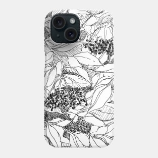 elderberry holiday-themed pattern pen and ink traditional art sketch Phone Case