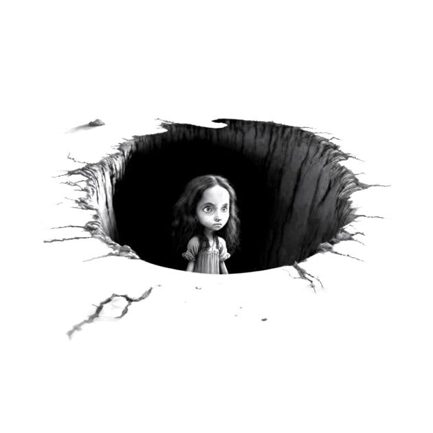 Little Girl peaking out of a hole. by pxdg