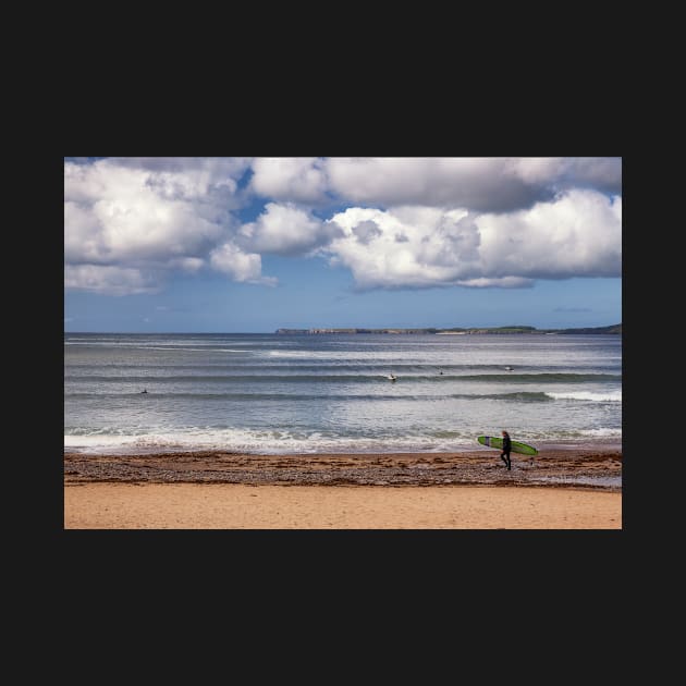 Surfer at Manorbier, Pembrokeshire by dasantillo