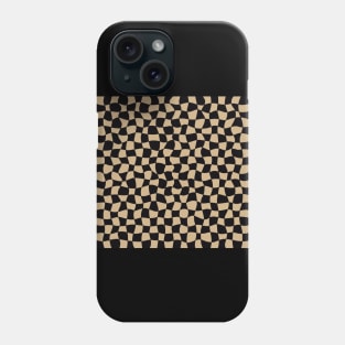 Warped Checkerboard, Black and Tan Phone Case