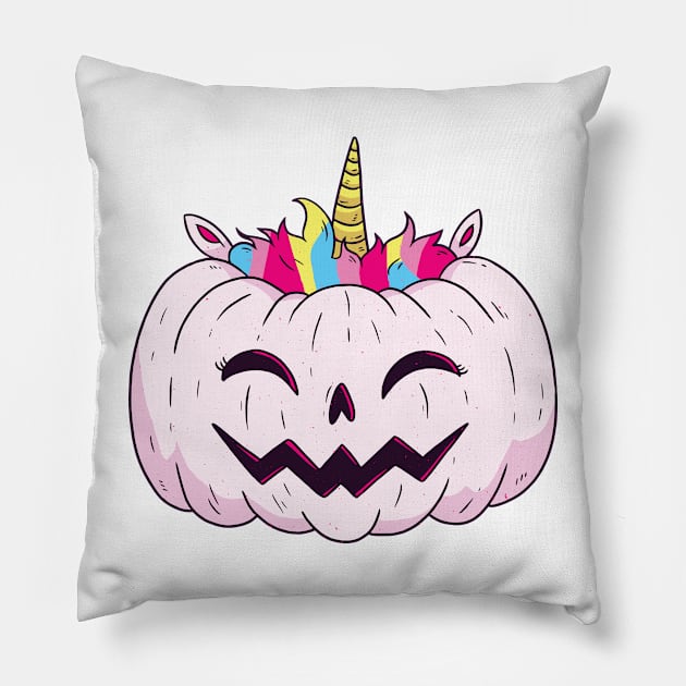 Pumpkin unicorn Halloween gift Pillow by Shadowbyte91