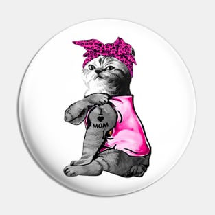 Mother's Day I Lover Mom Tattoo Cat Gift Pin