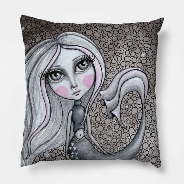 Doodle Mermaid Cutie 4 of 4 Pillow by LittleMissTyne