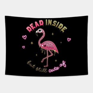 Dead Inside but still Cute AF Skeleton Flamingo Tapestry