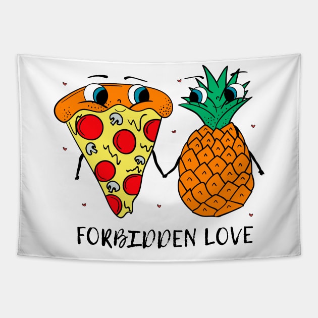 Pizza and Pineapple: Forbidden Love Hawaiian Pizza Tapestry by Dreamy Panda Designs