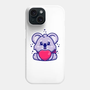 Cute baby koala cartoon with love Phone Case