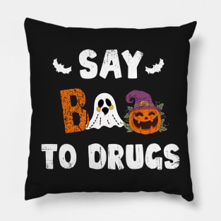 Say Boo To Drugs Funny Halloween Red Ribbon Week Awareness Pillow