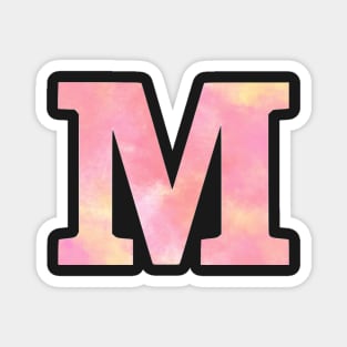 The Letter M Pink and Orange Watercolor Design Magnet