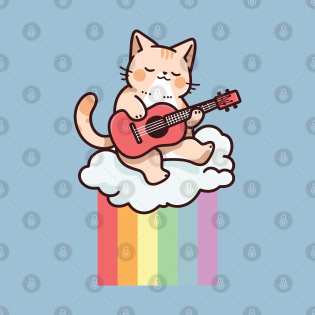 Rainbow Cat Ukulele on Clouds - It's Gonna Be Uke by Lunatic Bear