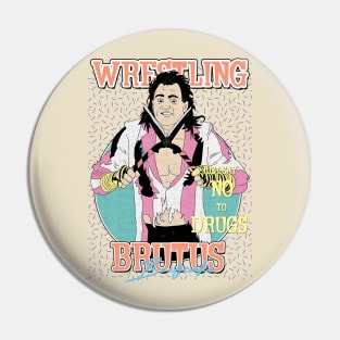 Artwork Brutus Beefcake Wrestling Aesthetic  // Just Say No To Drugs Pin