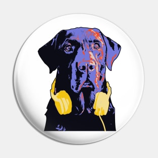 Cool Labrador Dog Yellow Headphones Pin