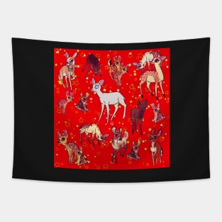 Deers and Fawns Christmas blanket Tapestry