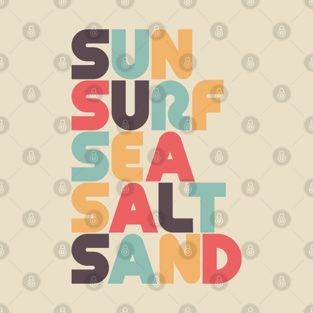 Retro Sun Surf Sea Salt Sand Typography by lymancreativeco