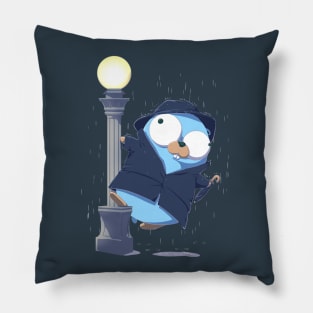 Golang Gopher Go Singing In The Rain Pillow