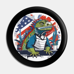 Iguana flag Pin