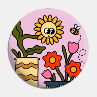 Nature Love Flower Retro 70s Cute Cartoon Pin