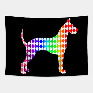 Colorful Rainbow Harlequin Great Dane Silhouette Tapestry