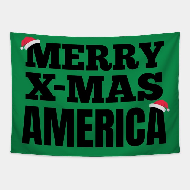 Merry X-Mas America Tapestry by all the places