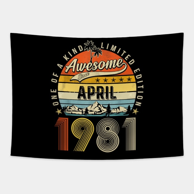 Awesome Since April 1981 Vintage 42nd Birthday Tapestry by Mhoon 