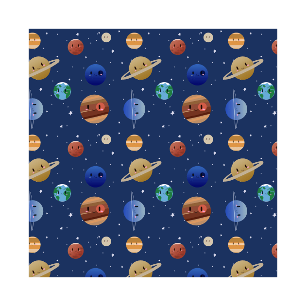 Cute Solar System - Repeating Pattern by SaganPie