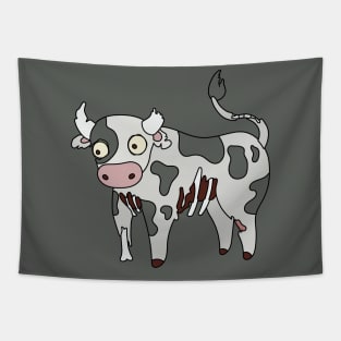 Zombie Cow Cartoon // Funny Halloween Zombie Tapestry