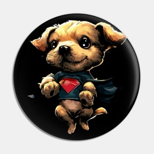 Superhero retro puppy dog Pin