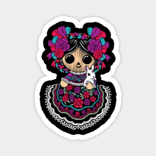 Cute Lele Mexican Doll Embroidery Effect Mex Art Magnet