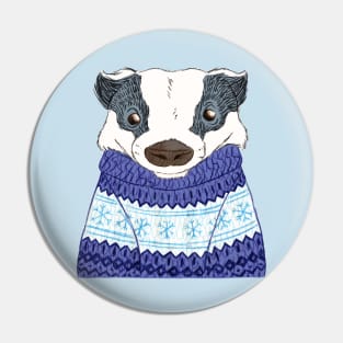 Badger in a Christmas Jumper Pin