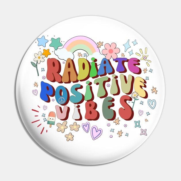 Radiate Positive Vibes Wavy Design T-shirt Pin by Artful Wear