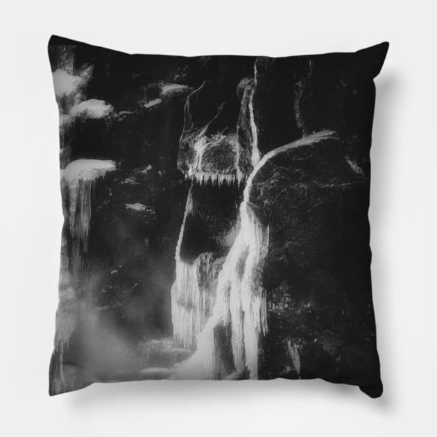 Skull waterfall Pillow by hraunphoto