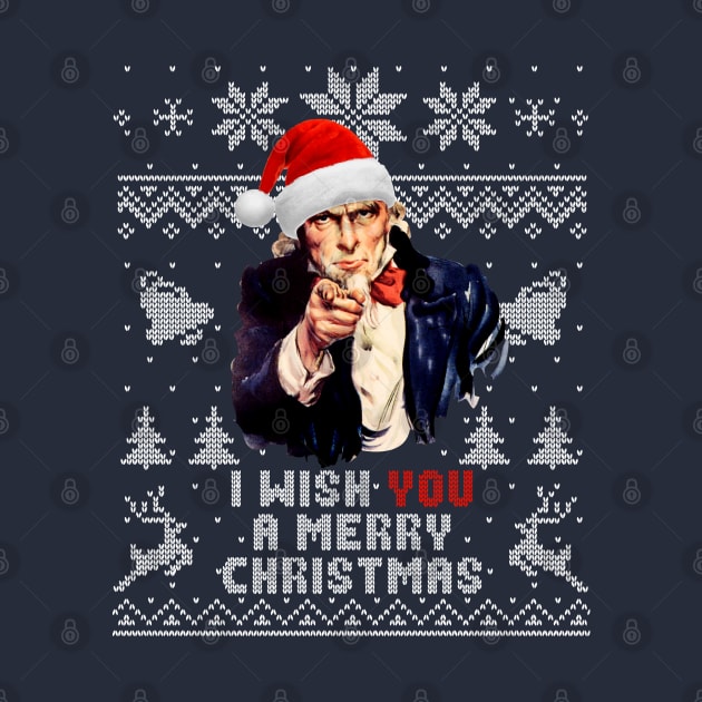 Uncle Sam I Wish You A Merry Christmas Holiday Pattern by Nerd_art