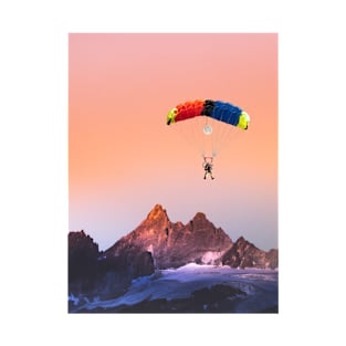 Sunset Mountain Skydiving Parachuter T-Shirt