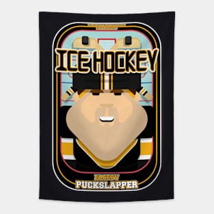 Ice Hockey Black and Yellow - Faceov Puckslapper - Bob version Tapestry