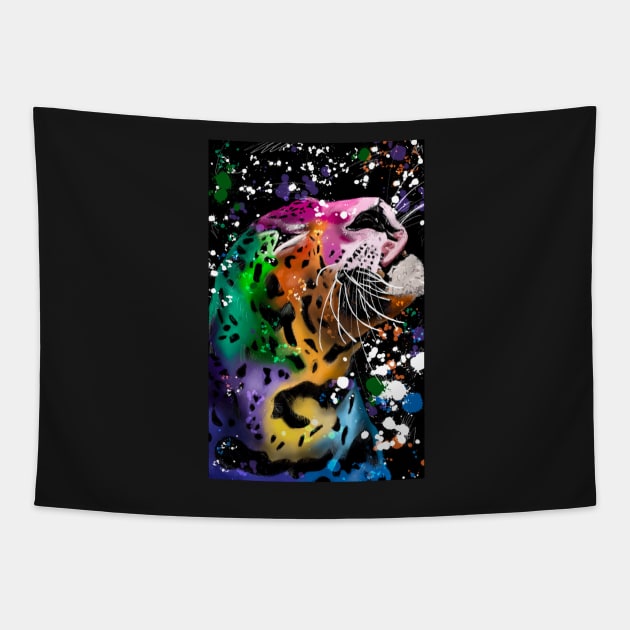 Colourful Leopard Tapestry by Quirkypieces