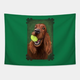 Irish Setter with Tennis Ball illustration by Nadya Neklioudova Tapestry