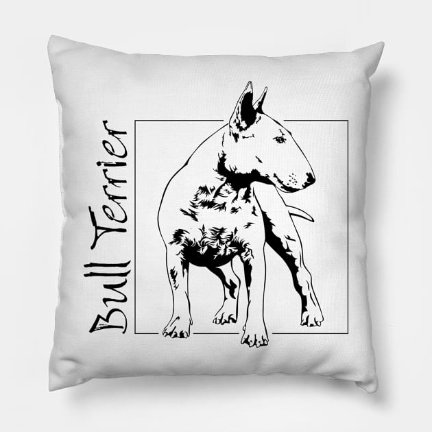 Funny Proud Bull Terrier dog portrait gift Pillow by wilsigns