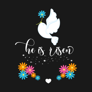 He Is Risen Retro Vintage Dove Happy Easter Day Christian Jesus T-Shirt