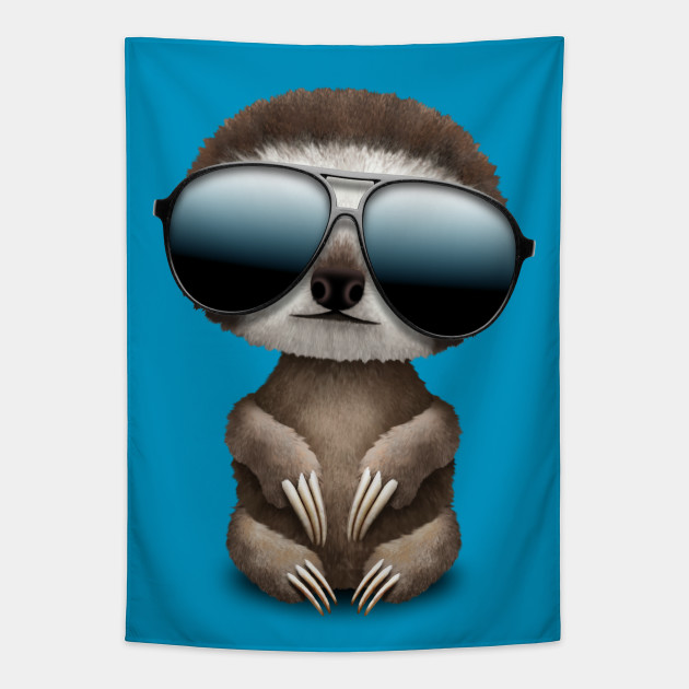 Cool Baby Sloth Wearing Sunglasses Baby Sloth Tapestry Teepublic