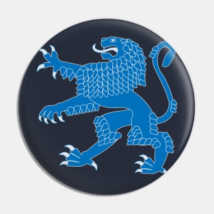 Heraldic Rampant Lion (Blue) Pin