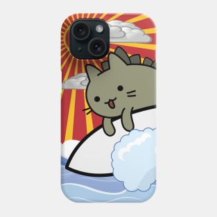 CATching waves cat zilla surfer and sunset Phone Case