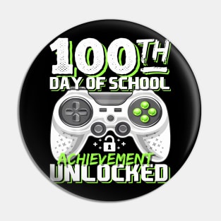 100 Days of School Achievement Unlocked Video Gamer  Boy Pin