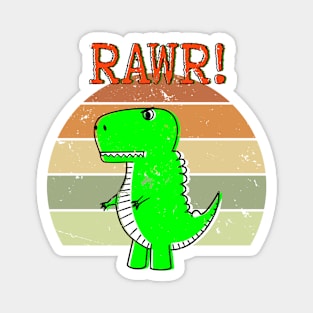 Distressed Cute And Angry Dino Retro Sunset Magnet