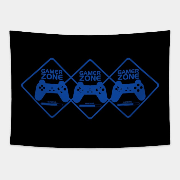 Gamer Dark Blue Minimalist Aesthetic Design Tapestry by PANGANDOY