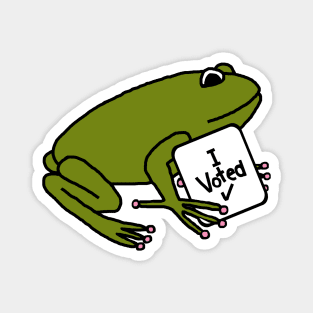 Vote Cute Green Frog with Voted Sign Magnet