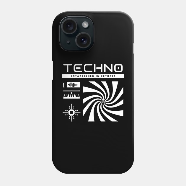 TECHNO - Established In Detroit Phone Case by DISCOTHREADZ 